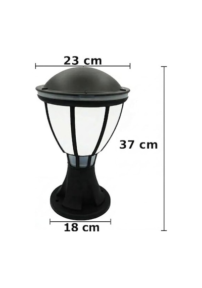 Tr Kupa Serisi Set Üstü 37 Cm Bahçe Aydınlatma Armatürü - Siyah E27 Duylu Ip54 Zita Dış Mekan Bahçe Duvar Lamba