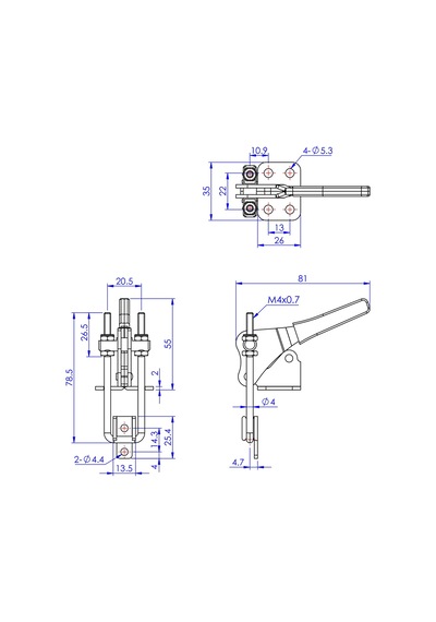 Goodhand Gh-40324 Mandallı Dikey Geçiş Kelepçesi 225 Kg Kapasit