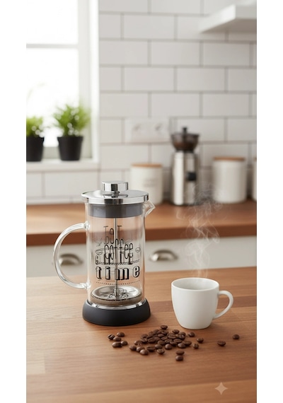 Tasarım French Press - Filtre Kahve Ve Bitki Çayı Demliği 350 Ml Siyah Çok Renkli