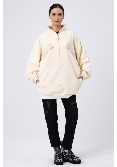 Alexander Gardi ALEXANDERGARDI SÜS CEPLİ OVERSİZE SWEATSHIRT (B22-398A)