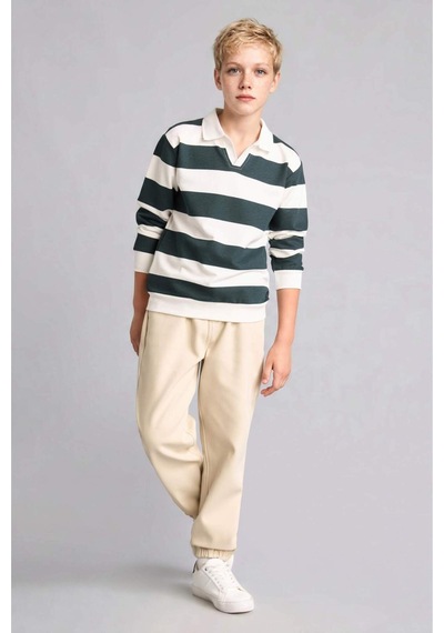 Defacto New Regular Fıt Apaş Yaka Yeşil Sweatshirt Erkek Çocuk H7130a826augn536 Yeşil-gn536