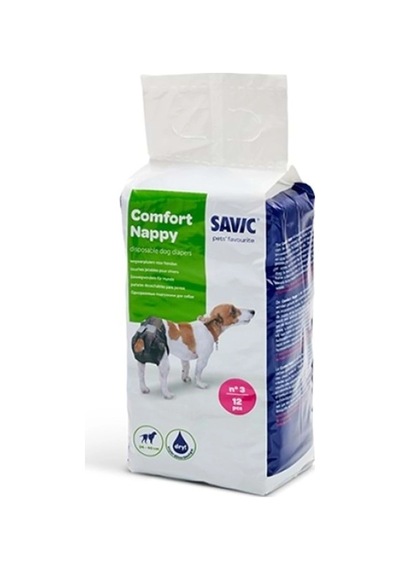 Savic Comfort Nappy 3 Köpek Bezi: 36-54 Cm, Süper Emici Tek Kullanımlık 12 Adet