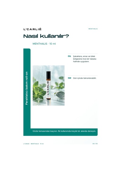 L'carlıe Menthalis Canlandırıcı Bitki Yağları Roll-on Naneli 10 Ml