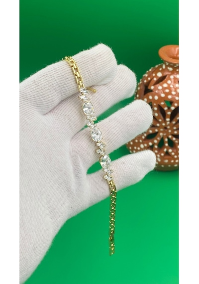 Xuping 14k Damla Taşlı Altın Renk Kadın Bileklik