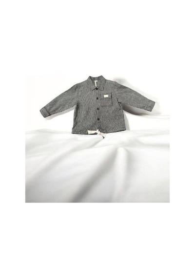 Nanica Kids Erkek Çocuk Yazlık Çizgili Cep Detaylı Gömlek-14069 Siyah