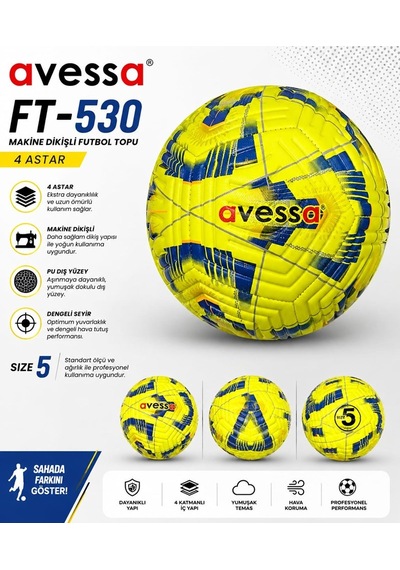 Özel Üretim Hediye Okul Ft-530 4 Astar Makina Dikişli Futbol Topu Çok Renkli