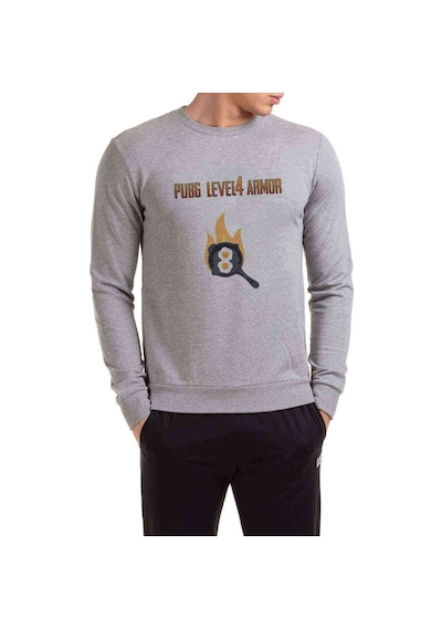 Pubg Lvl4 Armor Baskılı Gri Erkek Örme Sweatshirt