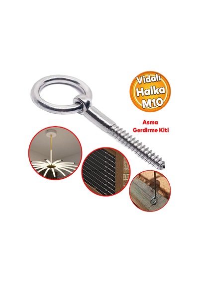 Halkalı Metal Paslanmaz M10 Vidalı Gerdirme Sabitleme Çekme Kaldırma Tavan Kancası Asma Kit Diğer