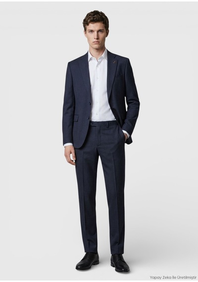Ramsey Antrasit Düz Modern Fit %100 Yün Takım Elbise