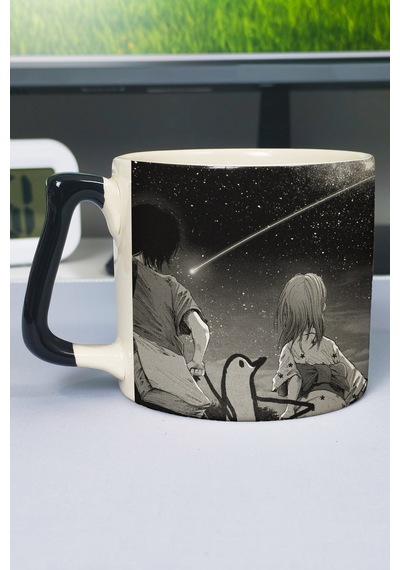Oyasumi Punpun Anime Baskılı Seramik Lüks Kupa 1 Adet Özel Siyah Kulp Dalga Kulp V1d Çok Renkli