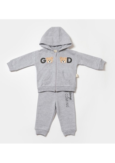 BabyCosy Organik Kapüşonlu Ceket & Pantolon Takımı Csy8004 001