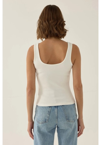 Hiccup Erin V Yaka Crop Top Tozlu Beyaz