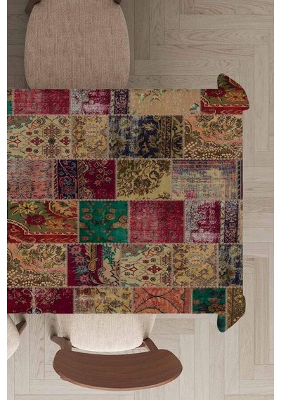 Çok Renkli Patchwork Dokuma Leke Tutmaz Masa Örtüsü Mso293n11