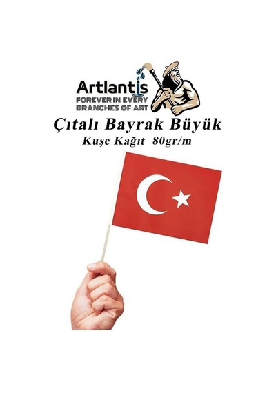 Çıtalı Bayrak Kağıt 21x29 Cm 10 Adet Ay Yıldızlı Türk Bayrağı Çıtalı Sopalı Büyük Bayrak Plastik Çubuk Diğer