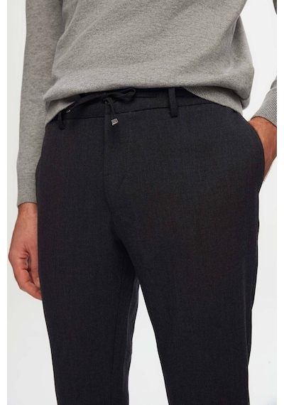 D's Damat Ds Damat Slim Fit Antrasit Beli Lastikli Bağcıklı Fermuarlı Likralı Rahat Jogger Pantolon 2HC03ORTJGR01 Antrasit