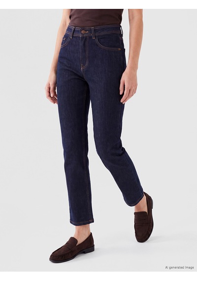 Lcw Jeans İndigo Yüksek Bel Straight Fit Kadın Jean Pantolon