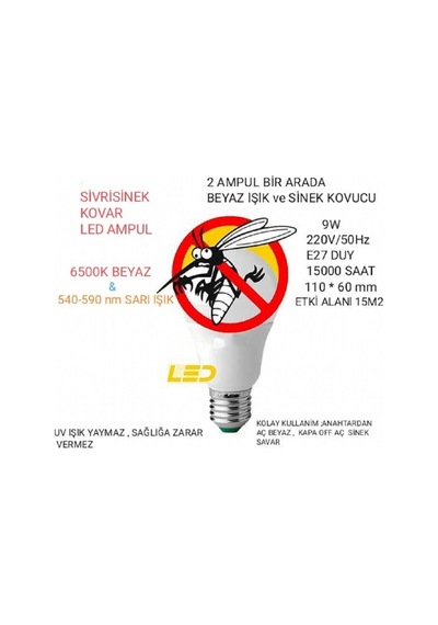 Sivri Sinek Kovar 9w Led Ampul Sarı - Beyaz Diğer