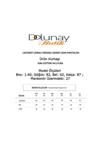 Kadın Lacivert Likralı Tırnaklı Skinny Jean Lacivert