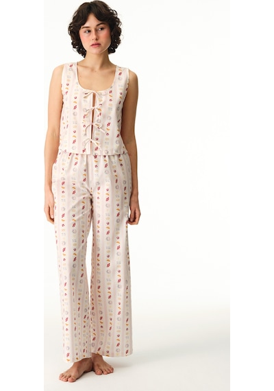 Penti Renkli Morning Time Desenli Pamuklu Pantolon Pijama Takımı
