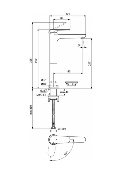 Ideal Cerafine O Nuovo Yüksek Lavabo Bat.-krom -bl
