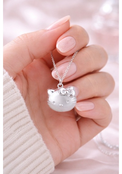 Hello Kitty Açılabilir Kedi Figürlü Kolye 55 Cm Zincir Gümüş Renk Çok renkli