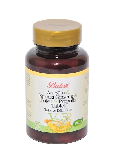 Balen V5 Arı Sütü Kırmızı Ginseng Polen Propolis Tableti 1000 MG