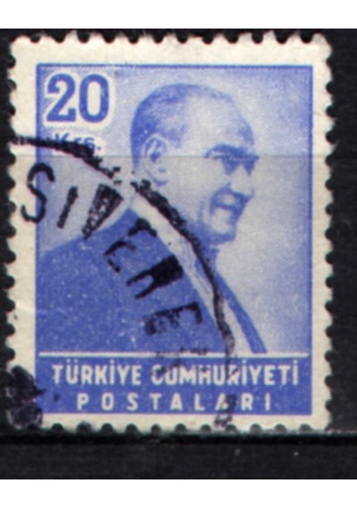 1955 Atatürk Sağa Bakan Portre 20 Kuruş Tp0549 İsfila1826  Teşhir Ürün