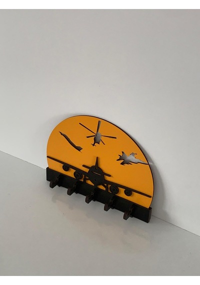 Gün Batımı Uçak Ve Helikopter Manzaralı Anahtar Askısı, Anahtarlık