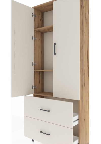 Arges Dolap 3 Raflı 2 Çekmeceli 2 Kapaklı 88x30x221 Çam-aytaşı Çam