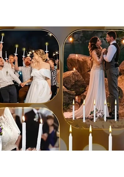 10 Adet Şamdan Mumu Yılbaşı Mumu Yeniyıl Konik Mum Beyaz Çok Renkli
