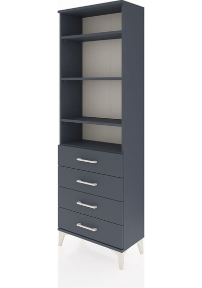 Arges Dolap 4 Raflı 4 Çekmeceli 60x30x182 Antrasit-antrasit Antrasit