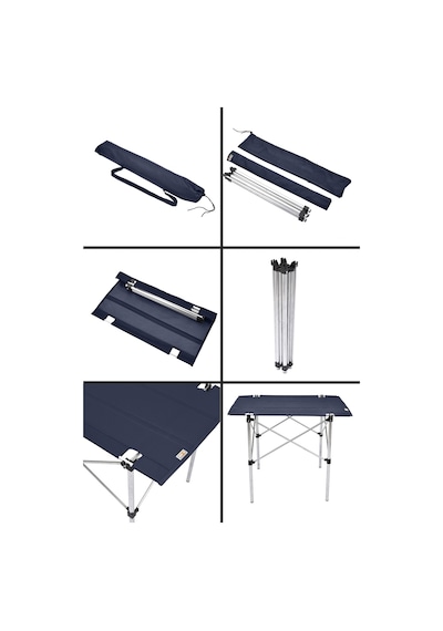 Exent 50x70 Cm Kamp Masası Katlanabilir Masa, Piknik Bahçe Balkon Plaj Masası, Taşıma Çantalı Masa-lacivert