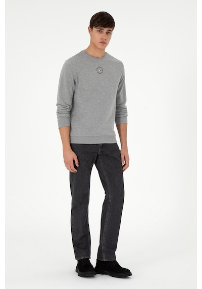 U.S. Polo Assn. Erkek Regular Fit Bisiklet Yaka Gri Melanj Sweatshirt 50293436-VR086