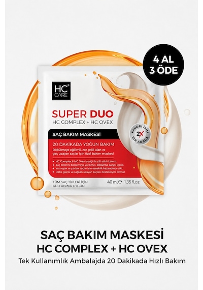 Hc Care Super Duo 20 Dakikada Etki Eden Yoğun Bakım Maskesi 40 ML