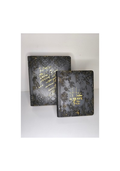 Kitap Kutu Seti 2li Ahşap Dekorasyon Özel Tasarım Aksesuar Gri - 685747320