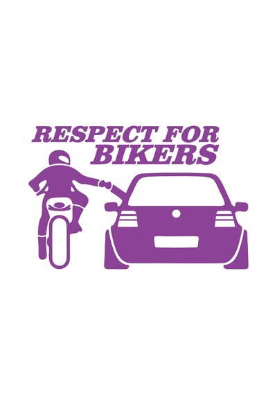 Respect For Bikers Araba Sticker 17x17 Cm Mor
