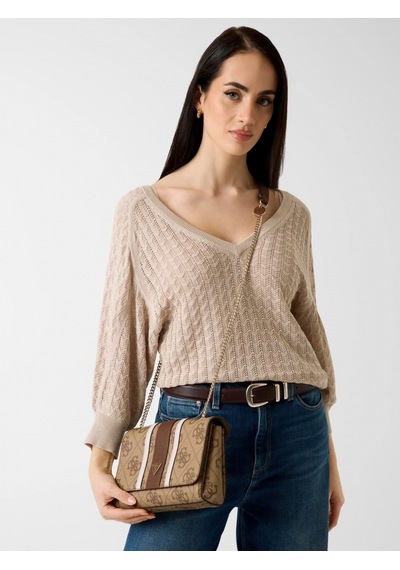 Guess Noelle Iı Dönüştürülebilir Kapaklı Çapraz Askılı Kadın Kahverengi Omuz Çantası Hwss9672210-lgw