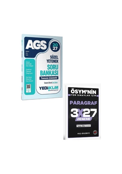 Yediiklim 2027 Meb-ags Sözel Yetenek Soru Bankası Çözümlü+ Evp Akademi Paragraf