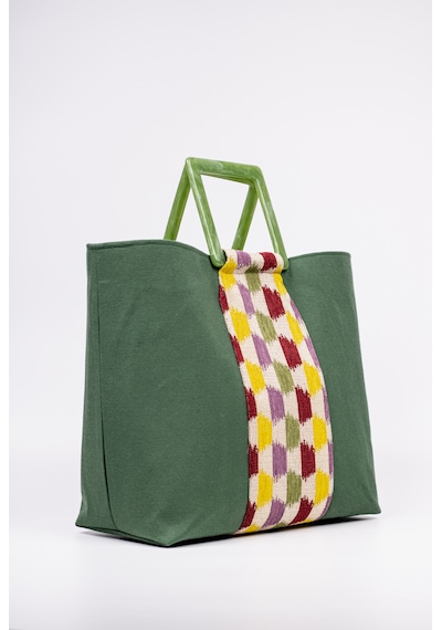 Fabric Craft Bag El Çantası Yeşil Duck Kumaş Astarlı Mıknatıslı 45x40 Yeşil