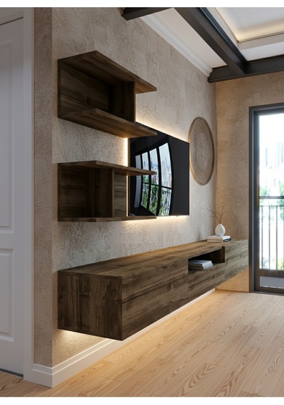 Resital Ledli Duvara Monte Tv Sehpası - Ceviz - W6015-2 Ceviz