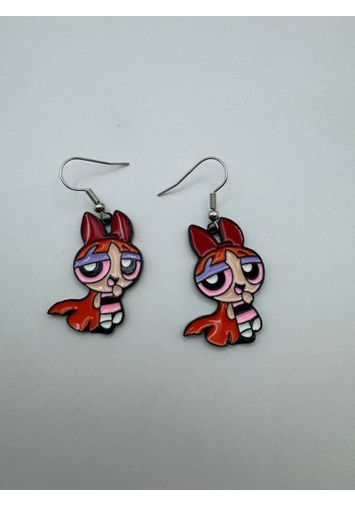 Powerpuff Girls Blossom Figürlü Küpe Sevimli Ve Eğlenceli Tasarım Çok Renkli