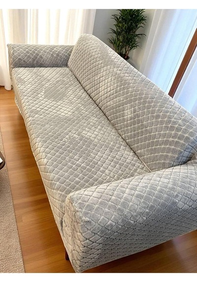 Bibaha Peluş Lastikli Koltuk Örtüsü 3 Kişilik Yıkanabilir Esnek Koltuk Kılıfı Gri 180 X 230 Çok Renkli