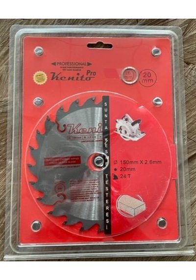 Kenito 150mm Elmas Testere Ahşap Mdf Sunta Kesici Göbek 16-20mm