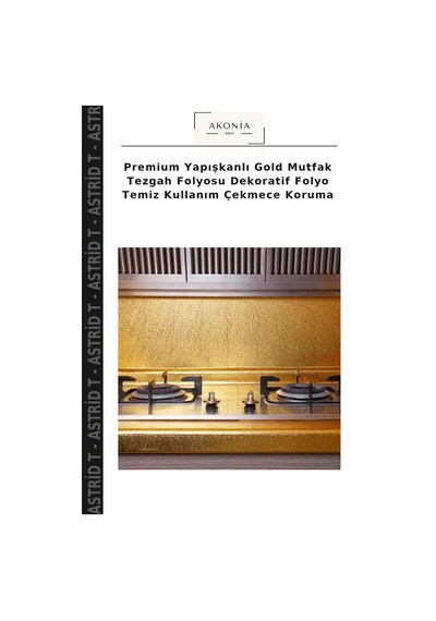 Premium Yapışkanlı Gold Mutfak Tezgah Folyosu Dekoratif Folyo Temiz Kullanım Çekmece Koruma