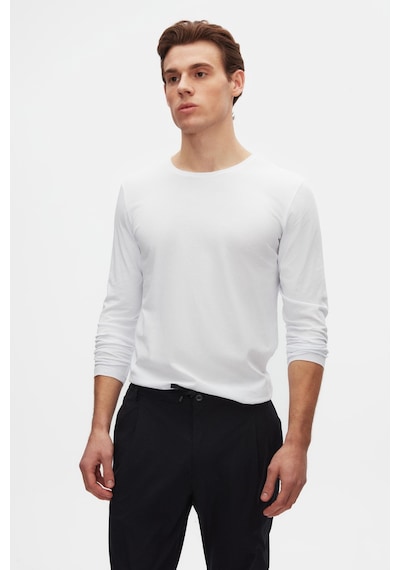 D's Damat Ds Damat Slim Fit Beyaz Bisiklet Yaka %100 Pamuk Nefes Alabilen Uzun Kollu Body T-shirt 4hc14ort0007m 801