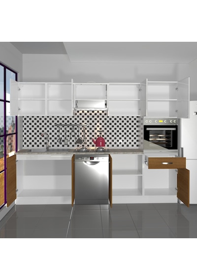 Decoraktiv Elite 280 Ankastre Boy Dolaplı Mdf Hazır Mutfak Dolabı - Tezgah Dahil - Ceviz - Beyaz Beyaz - Ceviz Decoraktiv Elite 280 Ankastre Boy Dolaplı Mdf Hazır Mutfak Dolabı - Tezgah Dahil - Ceviz - Beyaz Beyaz - Ceviz