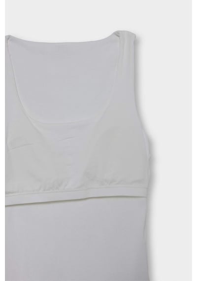 Defacto Slim Fit Dar Kesim Basic Düz Halter Yaka Fitilli Kaşkorse Pedli Atlet G0843ax25auwt36 Beyaz