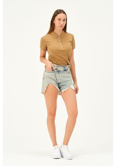 Msw Kadın Kısa Kollu Regular Fit Polo Yaka T-shirt Camel