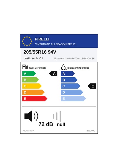 Pirelli  205/55 R16 94V XL Cinturato Allseason Sf3 Dört Mevsim Lastiği 2026