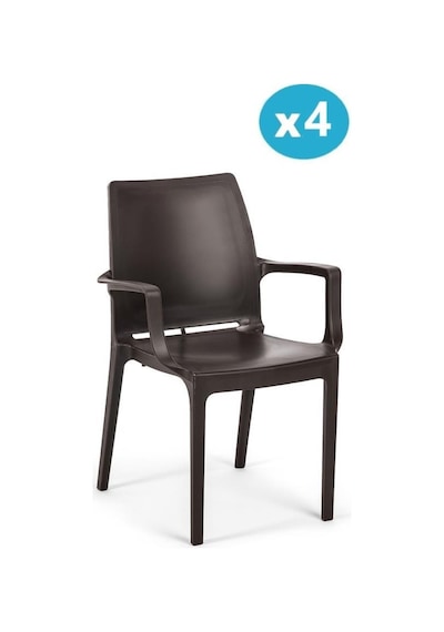 Omnipazar Sy-2502 Plastik Eve Bahçe Koltuk Sandalye 4'lü Set Kahverengi Kahverengi
